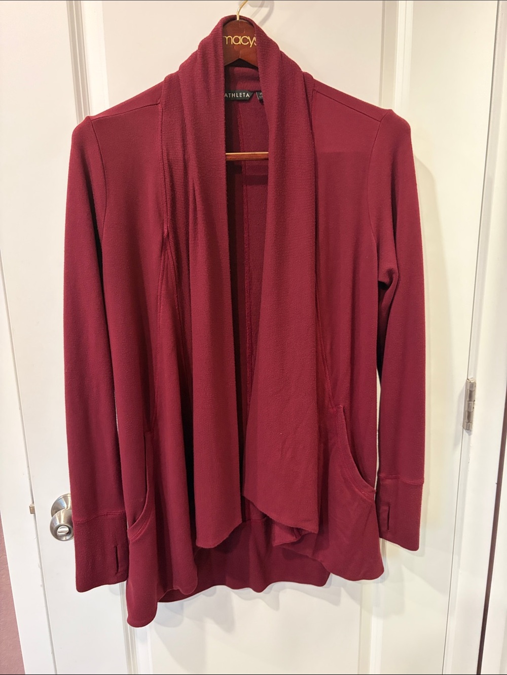 Athleta Open-Front Cardigan in Deep Burgundy